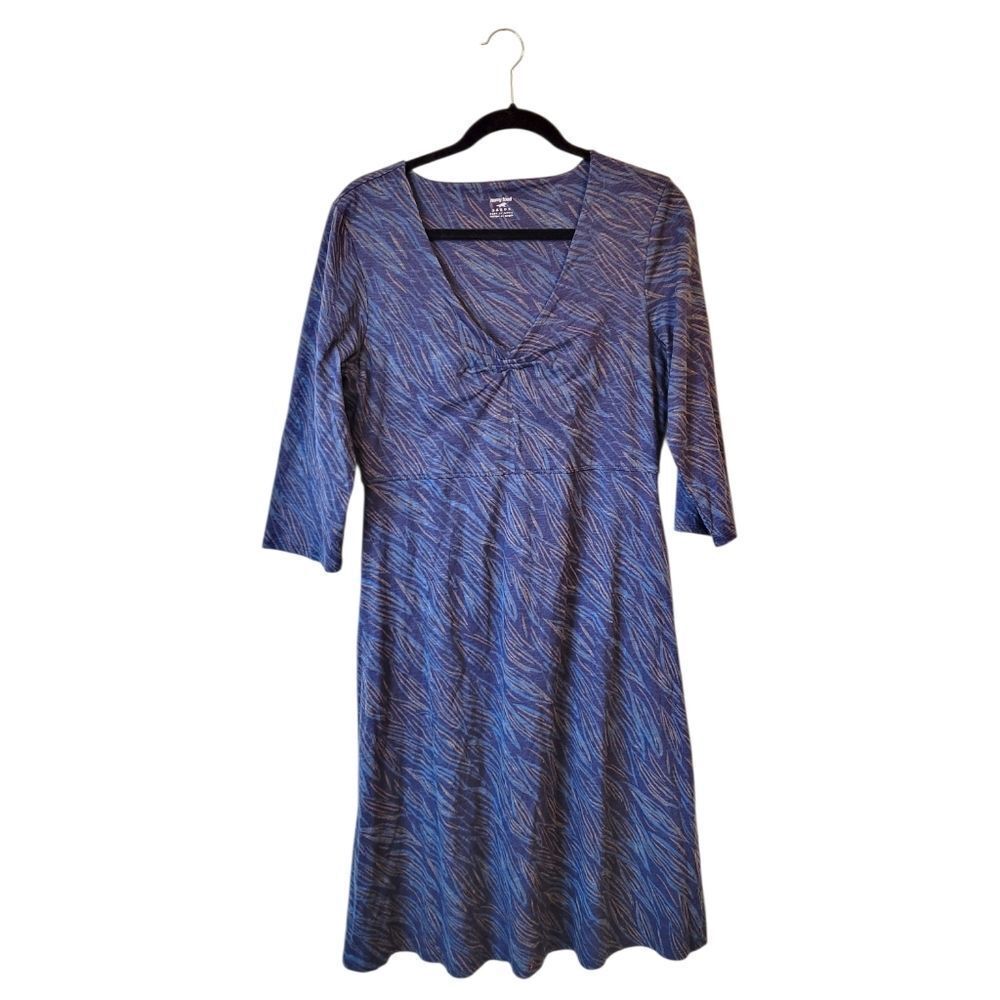 Horny Toad Navy Blue Abstract Leaf Rosalinda Dress Size L